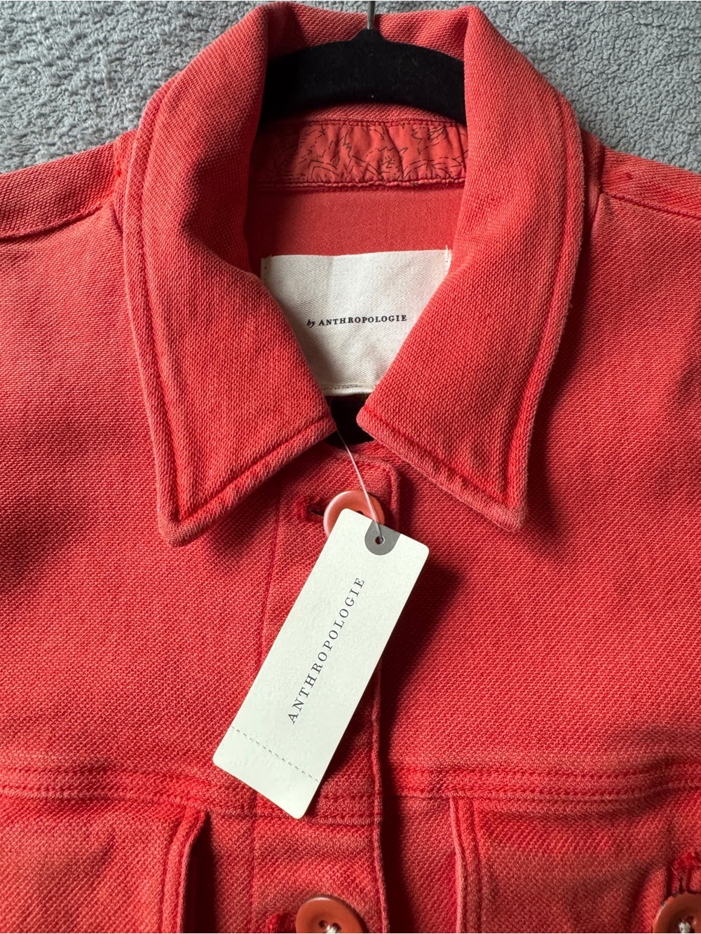 Anthropologie Coral Pink Button-Front Jacket